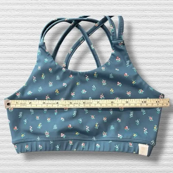 SweetHoney Girls Activewear Sports Bra Crop Top 8Y Blue Floral Strappy Back - Picture 4 of 5